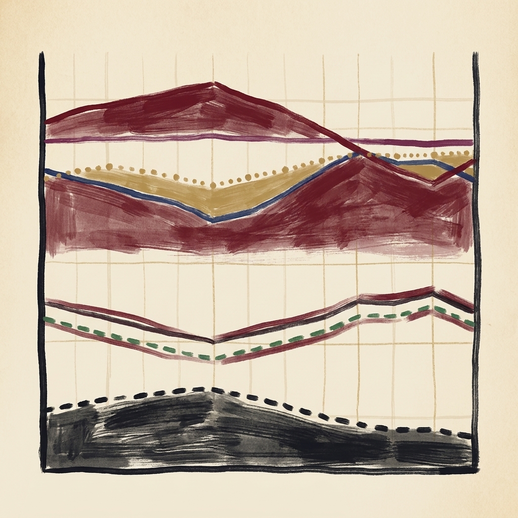 Painterly chart of patient vital signs over time