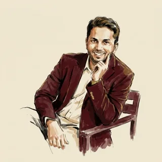 Painted portrait of Pranav Rajpurkar