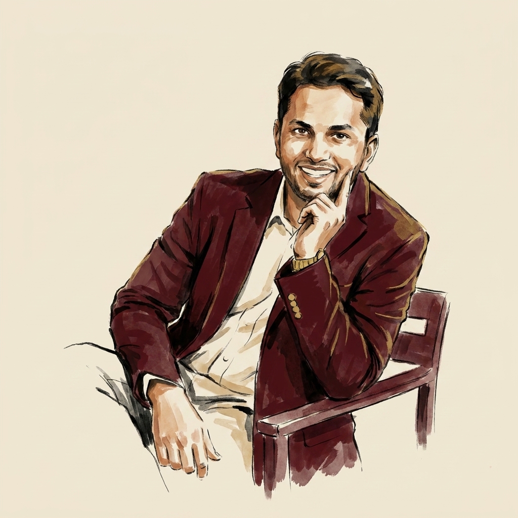 Painterly portrait of Pranav Rajpurkar